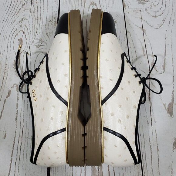 Charlotte Olympia Derby Oxford Womens Size 39 US 9 Ostrich Embossed Leather - Picture 7 of 13